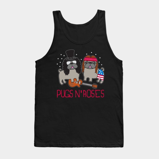 PUGS AND ROSES Tank Top by toddgoldmanart